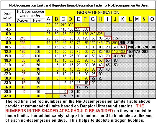 SSI Metric Air Dive Table